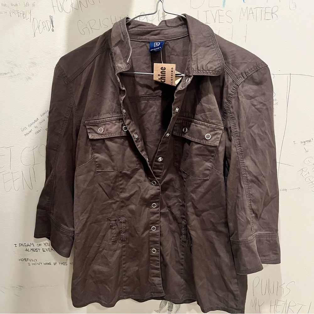 brown button up